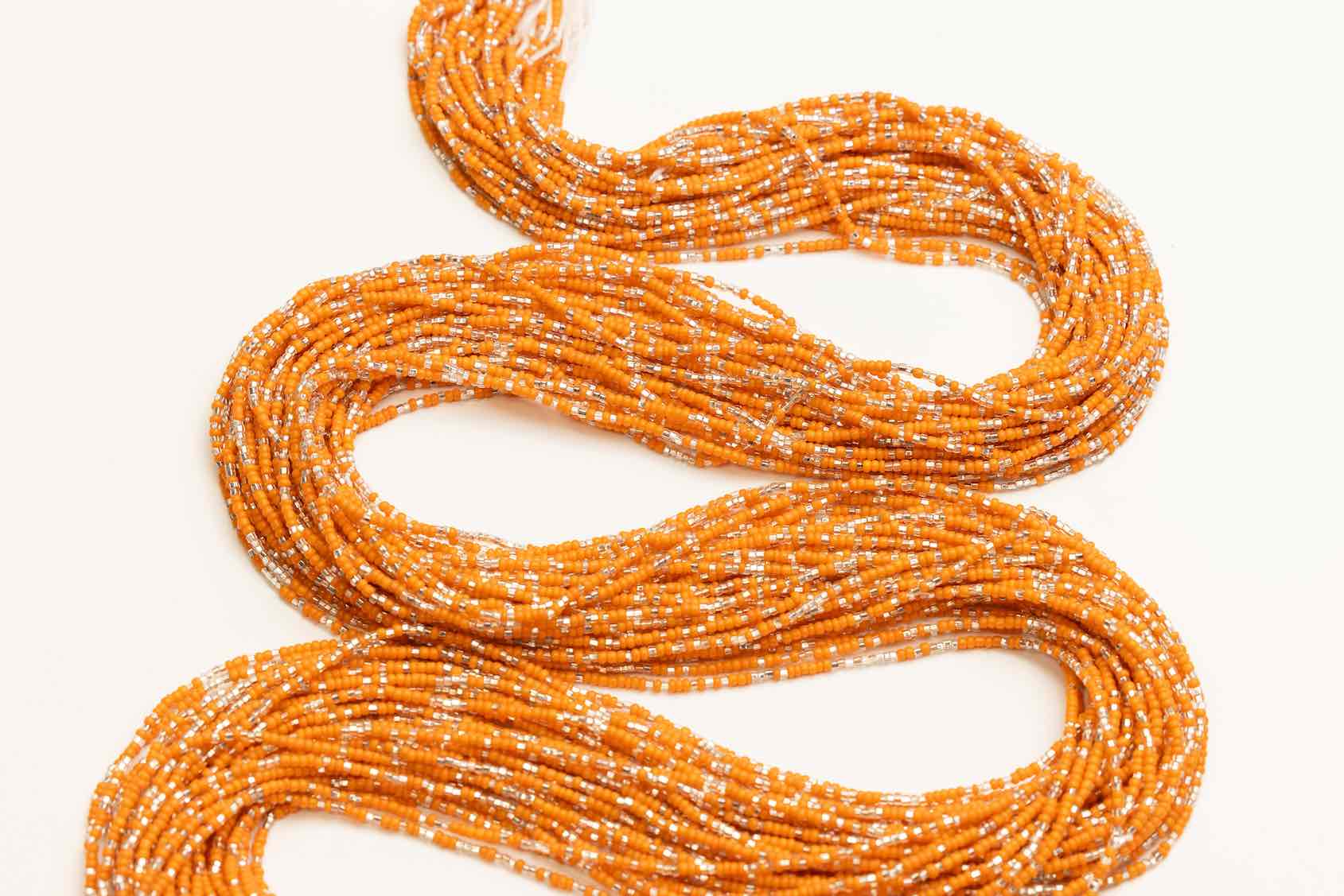 Burnt Orange & Silver Waist Beads