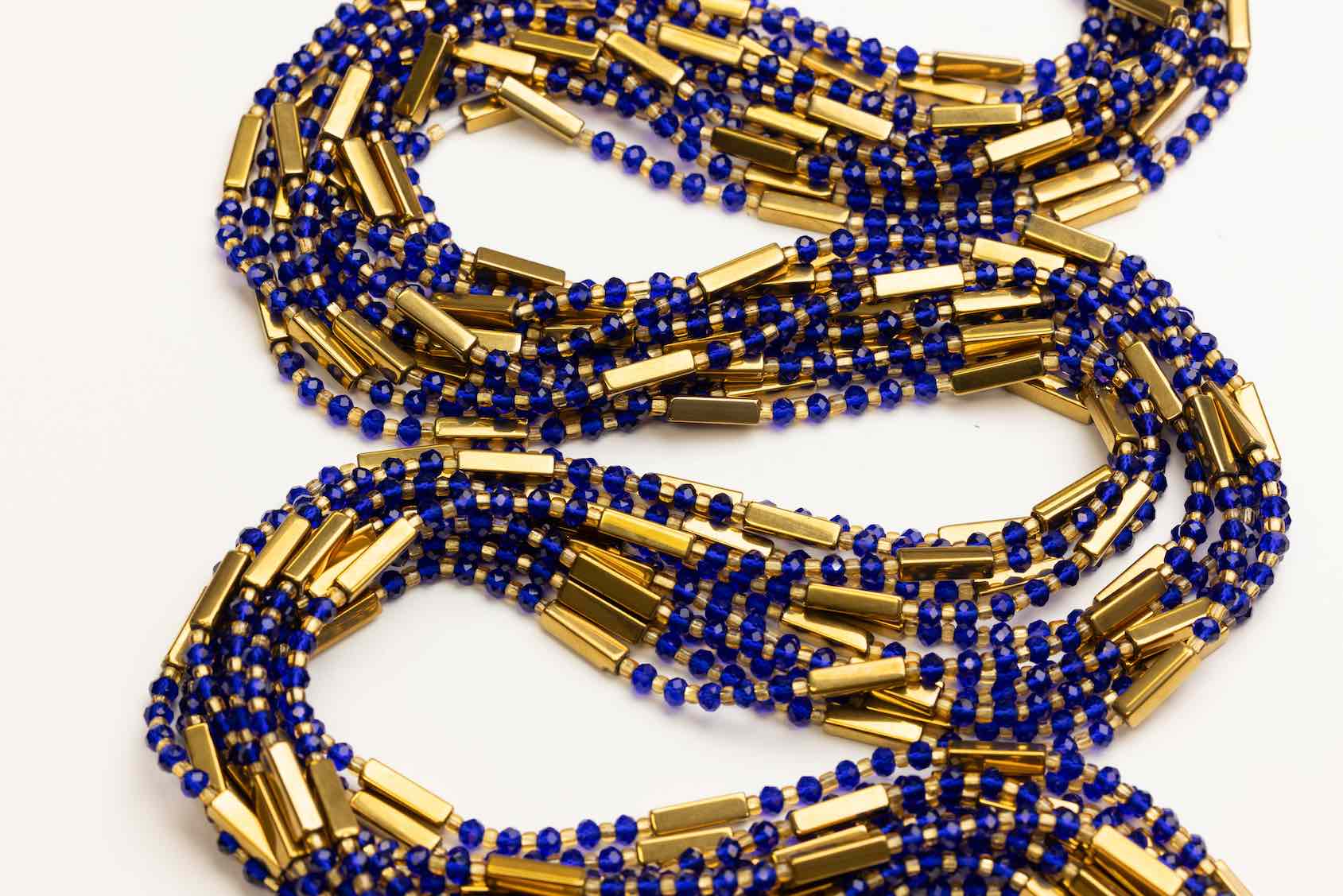 Royal Treasure - Gold Tube & Blue Waist Beads