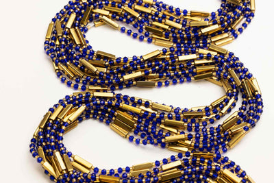 Royal Treasure - Gold Tube & Blue Waist Beads – Menu Six Fusion